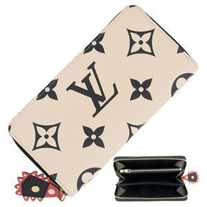 Zippy Wallet Monogram Implant Leather White Beige Noir Black Wallet